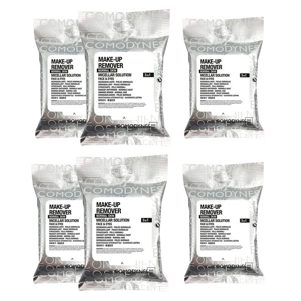 (6 Pack) COMODYNES Makeup Remover Wipes Normal Skin 120 Units - Contains a Complete Cleansing Micellar Treatment - Skin Of The Face Clean