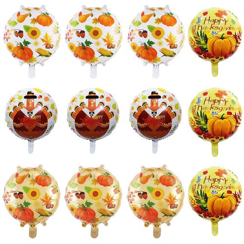 12Pcs 18''Fall Balloons Thanksgiving Foil Balloons Turkey Maple Leaf Foil Balloons for Thanksgiving Party Decoration Adult Kids Party Favors Supplies Home Decoration Thanksgiving Gift