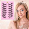 7 Pairs 17MM Fox Eye Lashes False Eyelashes Wispy, Fluffy Fox Eyelashes Cat Eye Lashes Strip Lashes, Lightweight Eyelashes Volume Fake Lashes Eyelash Extensions Natural Looking False Lashes, Black
