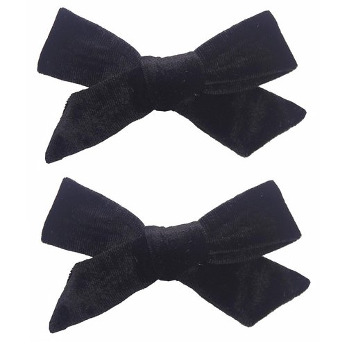 Spenlly 2Pcs Girls Velvet Bow Hair Clips 4 Inch Bow Hair Barrettes Hair Accessories for Baby Girls Kids (Black)
