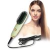 Doortian Mini Hair Straightening Iron with Built-in Comb for Travel, Portable Hair Straightener Brush, Ionic Hot Comb Straightener for Women (Green)