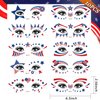 10 Sheets 4th of July Face Tattoo Stickers for Kids Adults Independence Day Temporary Tattoo Red White Blue USA Flag Star Hat Heart Patriotic Party Supplies Fake Tattoos for Eye Makeup Face Decor