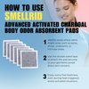 SMELLRID Activated Charcoal Body Odor Absorbent Pads: 12 (4"x4") BO Deodorizer Pads with Adhesive Strips