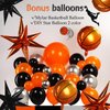 Fall Balloon Garland Arch Kit, 124pcs Orange Black silver with mylar Foil Star Basketball Balloons for 1st Birthday Party Baby Shower Sports Basketball Theme Supplies Decorations