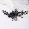 Missgrace Women's Handmade Gothic Black Full Rhinestones Side Hair Comb for Prom Party Special Occasion Punk Headpiece (Black, 17 cm x 7 cm)