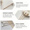 FOMIYES Metal Pearl Chopsticks Hair Sticks Set - 3 Pcs Chinese Hair Pins Clips for Women