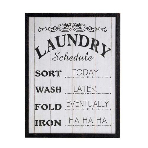 NIKKY HOME Laundry Room Decor Sign, 12 x 16 inch Vintage Farmhouse Wooden Framed Wall Plaque Sign Wall Art