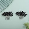 Teyglen Rhinestone Bride Wedding Hair Comb Bridal Crystal Headpiece Silver Delicate Hair Piece Decorative Hair Accessories Black Crystal Side Comb for Women Girls (Black)