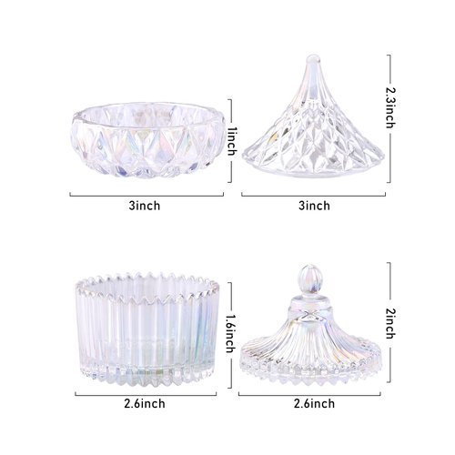 TOROKOM 2Pcs Monomer Dappen Dish Glass Nail Dishes with Lids Colorful Small Nail Cup Jars Damping Dapping Dish for Acrylic Nails Liquid Powder Containers