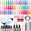 VANREESA 42 Pcs Gel Nail Polish Kit with U V Light 24 Popular Colors Gel Nail Polish Set Green Blue Purple Pink Orange Complete Gel Nail Kit with Manicure Tools Christmas Gifts for Women Girls