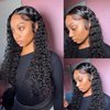 16 Inch Deep Wave Lace Front Human Hair Wigs Pre Plucked Brazilian Virgin Deep Wave Human Hair Wig with Baby Hair Glueless Lace Front Wigs 9A 150% Density 4x4 Pre Plucked Lace Wig Natural Hair Line