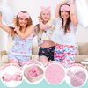 18 Pieces Sleepover Party Supplies for Women, Included 6 Pieces Spa Headband 6 Pieces Sleep Eye Mask 6 Pieces Hair Scrunchies, Essential Sleepover Party Favors for Spa Birthday Bachelorette Slumber