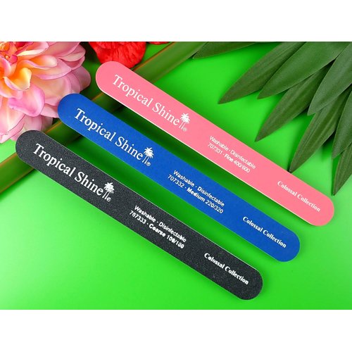 Tropical Shine 8.5 Inches Nail Files For Natural and Acrylic Nails. 3 pcs.