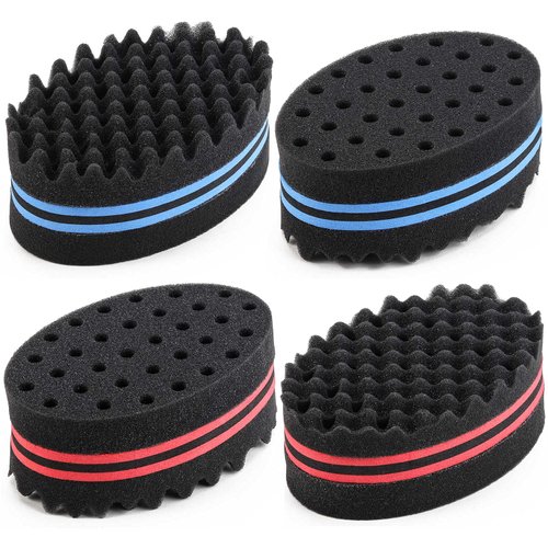 4 Pcs Small Holes Hair Twist Sponge, Barber Curl Sponge Brushes for Dreads Locking Afro Curl Coil...