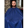 Barber Strong The Barber Cape Haircut Cover for Men, Hair Repelling and Static-Reducing Material, Flexible Elastic Neckband, Water Resistant Fabric, Oversized for Complete Coverage - Blue/White Stripe