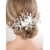 Missgrace Bridal Wedding Crystals Rhinestones Handmade Flower Leaves Side Hair Comb Special Occasion Headpiece Gold Silver Comb Hair Accessories for Women (Silver)