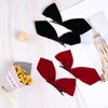 Whaline 4 Pairs Velvet Hair Bows and Barrettes in Mix Colors - 8 Non-Slip Bowknot Hair Clips and Pins for Girls Women (Red, Yellow, White, Black)