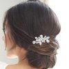 Brishow Bride Wedding Pearl Hair Comb Silver Rhinestone Hair Piece Crystal Bridal Hair Accessories for Women and Girls