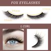 Veleasha Fox Eye Lashes L Curl Fluffy False Eyelashes 5 Pairs Pack Cat Eye Lashes Wispy & Lightweight Fake Eyelashes for Doll Eye Makeup (Foxy 04)