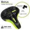 TONBUX Most Comfortable Bicycle Seat, Bike Seat Replacement with Dual Shock Absorbing Ball Wide Bike Seat Memory Foam Bicycle Seat with Mounting Wrench (Black/Green)