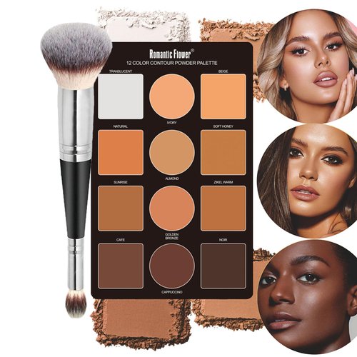 Joyeee Contouring Makeup Kit for beginners, 9 Colors Pro Contour Palette with Make Up Brush, Waterproof Long-Lasting Cosmetics Gift Idea for Dark Skin, Flawlessly Sculpted Face