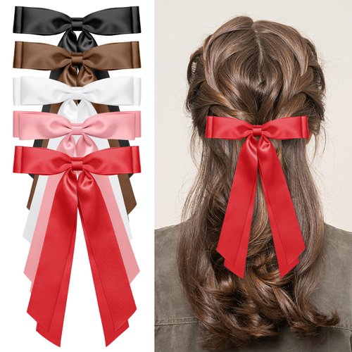 5PCS Silky Satin Hair Bows, Etercycle Beautiful Hair Ribbon Tassel Bow Clip, BowKnot Barrettes Ha...