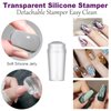KAYZON Nail Stamper Nail Art Brushes - French Tip Nail Stamp Clear Nail Art Stamper Jelly with Scraper, 3pcs Nail Pen Brushes, Soft Silicone Stamper Printer DIY French Tip Nail Stamping Manicure Tool (Nail Stamper 3PCS Nail Brushes)