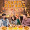 Refavor Pizza Birthday Party Decorations, Pizza Happy Birthday Banners Hanging Swirls and Honeycomb Centerpieces Decor, Pizza Themed Ceiling Table Decoration Supplies