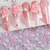 3D Pink Rose Flower Nail Charms Flower Nail Art Charms Nail Pearls Beads Flower Charms for Nails Design Rose Nail Charm Floral Nail Jewels for Nail Art Rhinestones for Nails Supply Nail Decorations