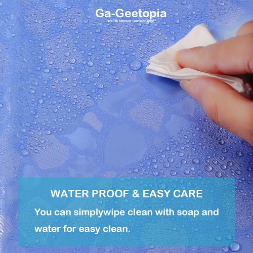 Ga-Geetopia Newest 3D Honeycomb Design - EVA Blue Plastic Shower Curtain Liner, Light Weight 72" x 72" Bathroom Shower Showroom Curtain Liner with Rustproof Metal Gromments and Weighted Magnet