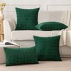 MIULEE Pack of 2 Dark Green Corduroy Decorative Throw Pillow Covers 18x18 Inch Soft Boho Striped Pillow Covers Modern Farmhouse Home Decor for Sofa Living Room Couch Bed
