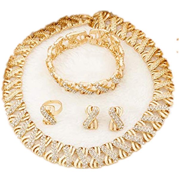 LIFFLY Nigeria Jewelry Sets for Women Africa Beads Jewelry Set Dubai Gold Wedding Bridal Fashion Jewelry Sets Womens Accessories, Choker Necklace 16 inch