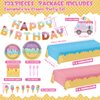 Lonfliness 132Pcs Ice Cream Party Decorations Set Ice Cream Party Supplies Tableware Kit Ice Cream Paper Plates, Napkins, Tablecloth,Banner for Kids Girls for Party , Birthday, Baby Shower Serve 25