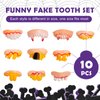 Vedozo Fun Fake Teeth, 10 PCS False Rotten Teeth Vampire Fangs Dentures Teeth Ugly Joke Teeth Props for Halloween Costume Party Funny Gag Gift by Giveme5, Yellow