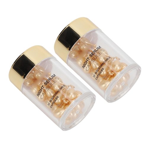 60PCS Vitamin C Facial Capsule, Hydrating Repairing Serum Capsule for Glowing Brightening Skin, Infused with Glycerin to Moisturize and Aging Hyaluronic Serum for Face Serum