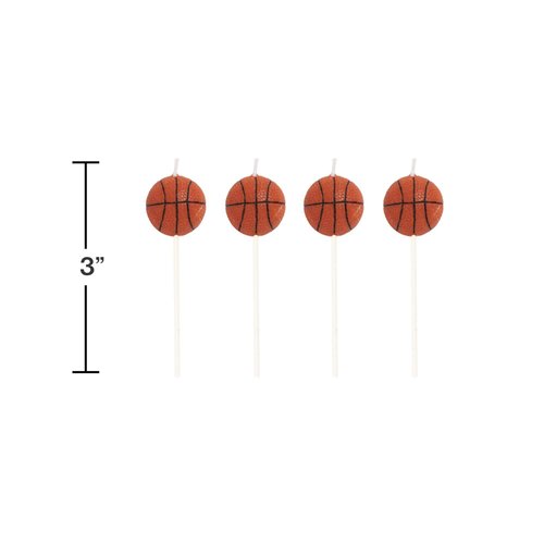 Club Pack of 48 Brown Basketball Themed Team Sports Fanatic Decorative Cupcake Pick Party Candles 3"