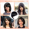 Side Bangs Hair Clip in Extensions, Hair Bangs in Off Fringe Hair Extension One Piece Clip on Front Bangs Hairpiece Forehead Topper, Clip in Fringe Wigs Synthetic for Girls Women, Fashion Black