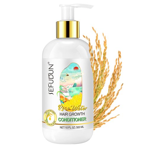 Rice Water Hair Growth Conditioner with Biotin 10 Fl Oz, Rice Water Hair Conditioner for Hair Growth, Improve Strength, Volume, and Shine, Softens & Moisturizes Dry, Frizzy, Damaged Hair.