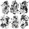 Oottati 6 Sheets Black Japan Warrior Samurai Goldfish Geisha Bird Lotus Prajna Rabbit Temporary Tattoos