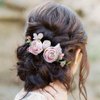 Fangsen Wedding Pink Rose Gypsophila Paniculata Flower Hair Comb Bridal Headpiece Floral Hair Accessories