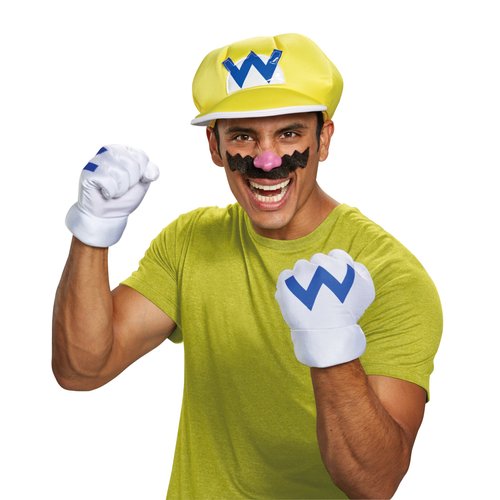 Disguise mens Warrio Kit for Adults, Official Super Mario Hat With Gloves and Mustache Costume Ac...
