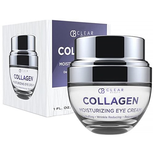 Clear Beauty Collagen Eye Cream - For Dark Circles and Puffiness, Moisturizing & Anti-Aging Under Eye Cream - Cruelty Free Korean Skin Care For All Skin Types - 1.01 OZ