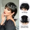 Short Black Wig Shaggy Layered 80s Mullet Wig Pixie Cut Wig With Bangs Curly Synthetic Natural Fake Hair Replacement Wigs for White Women Daily Party Cosplay Costume Halloween Use Wolf Cut Wig (Black)