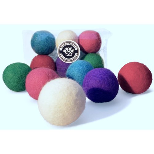 Earthtone Solutions Wool Cat Toys - Felt Cat Toy Balls Assortments for Small Pet Fetch and Play - Eco Friendly Quiet Wool Ball Cat Toy for Cats and Kittens - Choose Your Colors (Variety Pack)