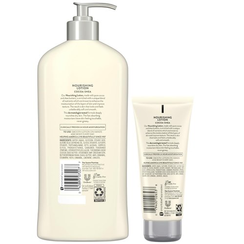 Suave Body Lotion Set – Nourishing Cocoa Shea Moisturizing Lotion, Cocoa Butter Lotion for Extremely Dry Skin, Travel Size & Full-Size (2 Piece Set)