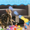 Mity rain Cat Ball Pit with Balls Included, Cat Interactive Toy for Indoor Bored Cats with Cat Ball Launcher, Jingle Balls and Pom Pom Balls, Cat Enrichment Toys, Kitten Toys for Self Playing Blue