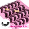 Yawamica False Lashes Fluffy Wispy 16mm Mink Lashes Pack 12 Pairs 5D Volume Fake Eyelashes Cat Eye Natural Look