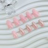 Light Pink Press on Nails Short Coffin Fake Nails Shimmer Bling False Nails with Silver Glitter Designs Gradient Glue on Nails Full Cover Acrylic Nails for Women 24 Pcs