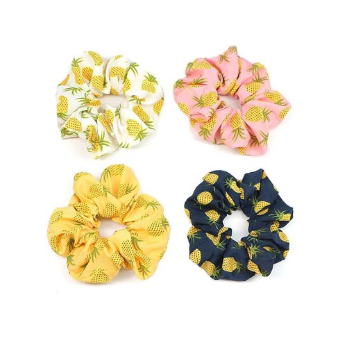8PCS Bright Color Hair Rope Pineapple Pattern Cute Hair Ties Scrunchies Satin Elastic Ponytail Holders Rubber Bands Soft Hair Bow Bobbles Headdress Hair Decorations Accessory Women Girl Daily Gift
