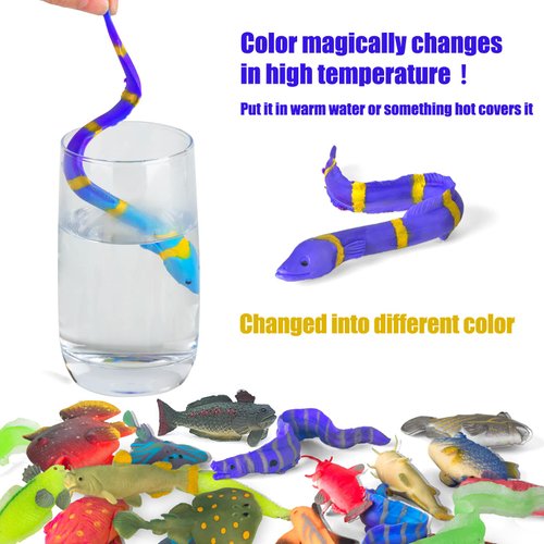 12 Pack Color Changing Sea Animal Toys,Change Color Ocean Animals,Mold Free Bath Toys for Toddlers Kids Ages 4-8,Water Table Toys,Floating Fish,Sea Creatures Themed Party Supplies,Goodie Bags Fillers